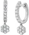 Macy's Diamond Dangling Flower Earrings (1 Ct. T.w.) In 10k White Gold In Gold
