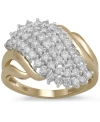 Macy's Diamond Diagonal Cluster Ring (1 Ct. T.w.) In 10k Gold In Yellow Gold