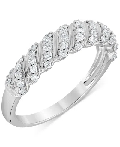 Macy's Diamond Diagonal Row Band (1/4 Ct. T.w.) In 14k White Gold