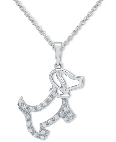 Macy's Diamond Dog 18" Pendant Necklace (1/10 Ct. T.w.) In Sterling Silver