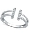 Macy's Diamond Double Bar Cuff Ring (1/10 Ct. T.w.) In Sterling Silver In Sterling Silver