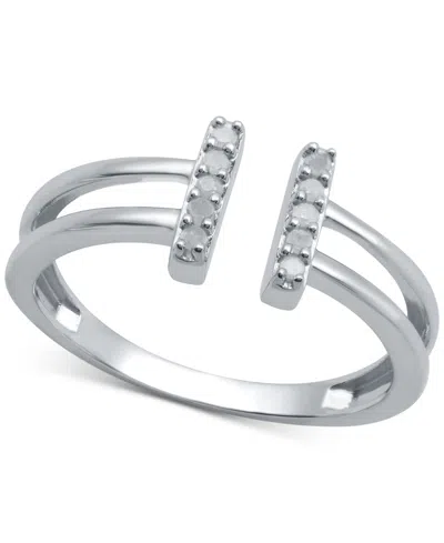 Macy's Diamond Double Bar Cuff Ring (1/10 Ct. T.w.) In Sterling Silver
