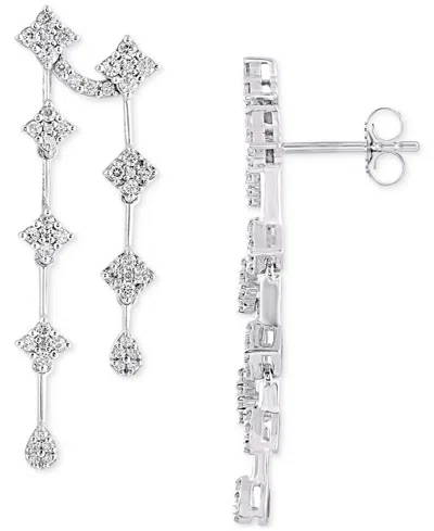 Macy's Diamond Double Drop Earrings (1 Ct. T.w.) In 14k White Gold