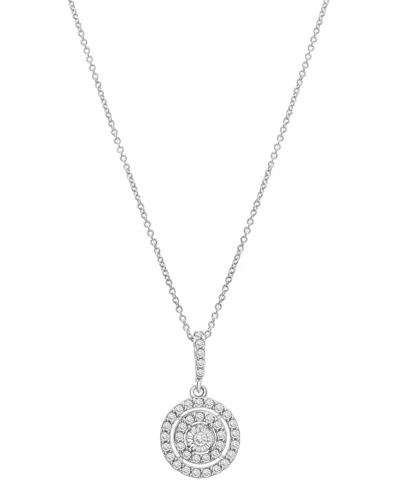 Macy's Diamond Double Halo 18" Pendant Necklace (1/4 Ct. T.w.) In Sterling Silver, Created For