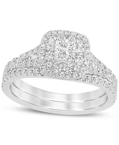 Macy's Diamond Double Halo Bridal Set (1 Ct. T.w.) In 14k White Gold