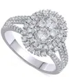 Macy's Diamond Double Halo Cluster Engagement Ring (1-1/4 Ct. T.w.) In 14k White Gold In White Gold