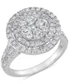 Macy's Diamond Double Halo Cluster Ring (1-1/2 Ct. T.w.) In 14k White Gold In White Gold