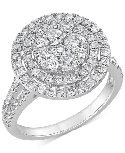 Macy's Diamond Double Halo Cluster Ring (1-1/2 Ct. T.w.) In 14k White Gold