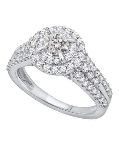Macy's Diamond Double Halo Engagement Ring (1-1/4 Ct. T.w.) In 14k White Gold In Silver