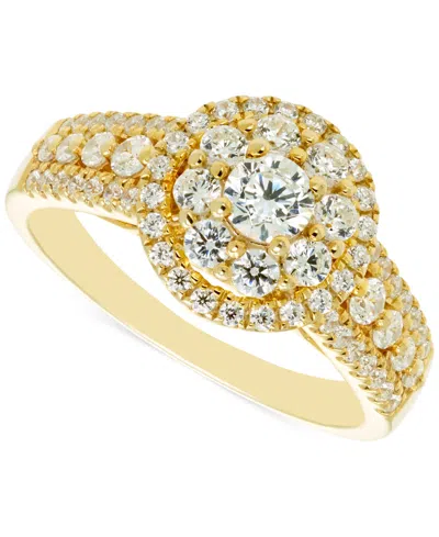 Macy's Diamond Double Halo Engagement Ring (1 Ct. T.w.) In 14k Gold In Yellow Gold