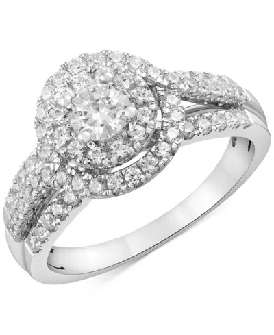 Macy's Diamond Double Halo Engagement Ring (1 Ct. T.w.) In 14k White Gold