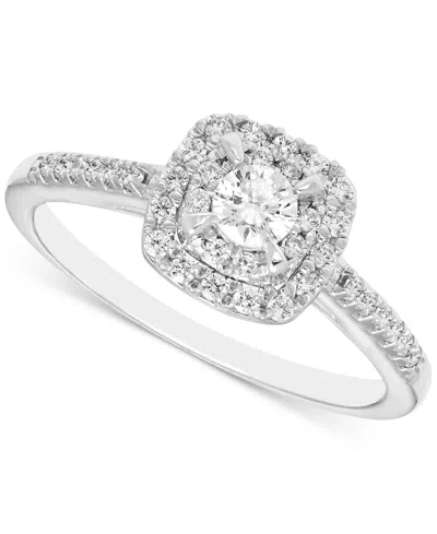 Macy's Diamond Double Halo Engagement Ring (3/8 Ct. T.w.) In 14k White Gold