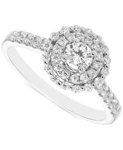 Macy's Diamond Double Halo Engagement Ring (5/8 Ct. T.w.) In 14k White Gold