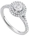 Macy's Diamond Double Halo Ring (1-1/10 Ct. T.w.) In 14k White Gold In White Gold