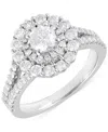 Macy's Diamond Double Halo Split Shank Engagement Ring (1-1/2 Ct. T.w.) In 14k White Gold In White Gold
