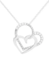 Macy's Diamond Double Heart 18" Pendant Necklace (1/10 Ct. T.w.) In Sterling Silver In Sterling Silver