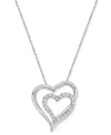 Macy's Diamond Double Heart 18" Pendant Necklace (1/2 Ct. T.w.) In Sterling Silver In Sterling Silver