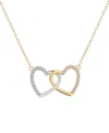 Macy's Diamond Double Heart 18" Pendant Necklace (1/5 Ct. T.w.) In Sterling Silver & 14k Gold-plate In Sterling Silver  Gold-plate