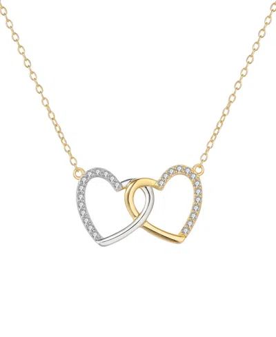 Macy's Diamond Double Heart 18" Pendant Necklace (1/5 Ct. T.w.) In Sterling Silver & 14k Gold-plate In Sterling Silver  Gold-plate