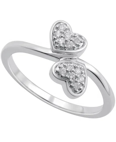 Macy's Diamond Double Heart Ring (1/10 Ct. T.w) In Sterling Silver In White