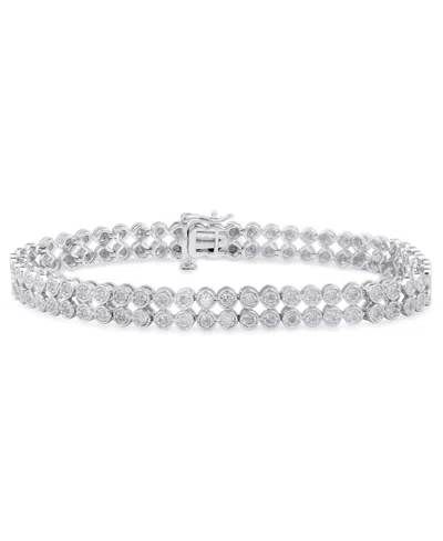 Macy's Diamond Double Row Bracelet (1 Ct. T.w.) In Sterling Silver