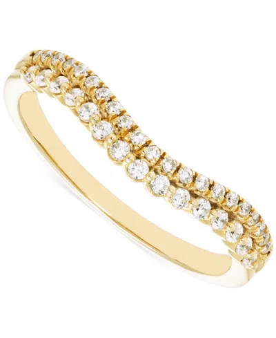Macy's Diamond Double Row Contour Band (1/4 Ct. T.w.) In 14k Gold In Yellow Gold