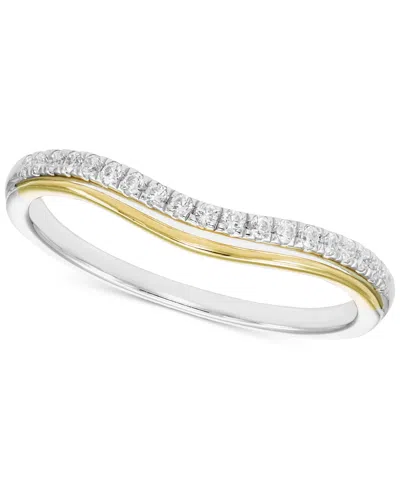 Macy's Diamond Double Row Contour Band (1/6 Ct. T.w.) In 14k Two-tone Gold In Two Tone Gold