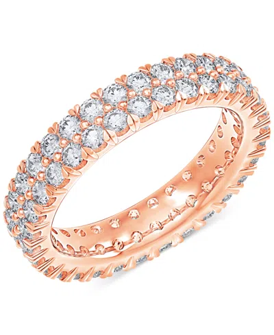 Macy's Diamond Double Row Eternity Ring (2 Ct. T.w.) In Platinum, 14k White Gold, 14k Gold, Or 14k Rose Gol In Rose Gold