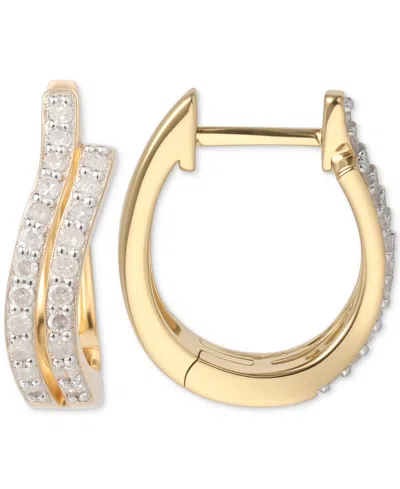 Macy's Diamond Double-row Hoop Earrings (1/3 Ct. T.w.) In 14k Gold-plated Sterling Silver