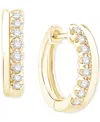 Macy's Diamond Double Row Hoop Earrings (1/5 Ct. Tw.) In 10k Gold In Yellow Gold