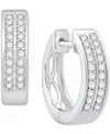 Macy's Diamond Double Row Small Huggie Hoop Earrings (1/5 Ct. T.w.) In 10k White Gold In White Gold