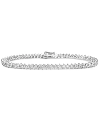 Macy's Diamond Double Stone Tennis Bracelet (2 Ct. T.w.) In 10k White Gold, Exclusively At