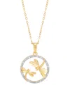 Macy's Diamond Dragonfly Pendant Necklace (1/10 Ct. T.w.) In 14k Gold-plated Sterling Silver, 16" + 2" Exte In Gold-plated Sterling Silver