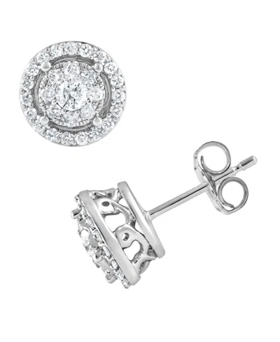 Macy's Diamond Earrings (1/2 Ct. T.w.) In 14k White Gold In Metallic