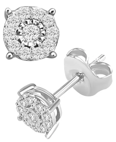 Macy's Diamond Earrings (1/4 Ct. T.w.) In Sterling Silver In Metallic