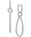 Macy's Diamond Elongated Loop In & Out Drop Earrings (2 Ct. T.w.) In 14k White Gold In White Gold