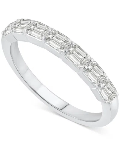 Macy's Diamond Emerald-cut Anniversary Band (1 Ct. T.w.) In 14k White Gold