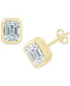 Macy's Diamond Emerald-cut Bezel Stud Earrings (1/2 Ct. T.w.) In 14k Gold In Gold