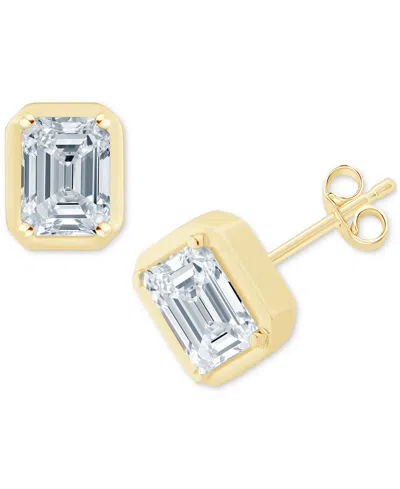 Macy's Diamond Emerald-cut Bezel Stud Earrings (1/2 Ct. T.w.) In 14k Gold