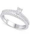 Macy's Diamond Emerald Cut Double-row Engagement Ring (1/2 Ct. T.w.) In 14k White Gold In White Gold