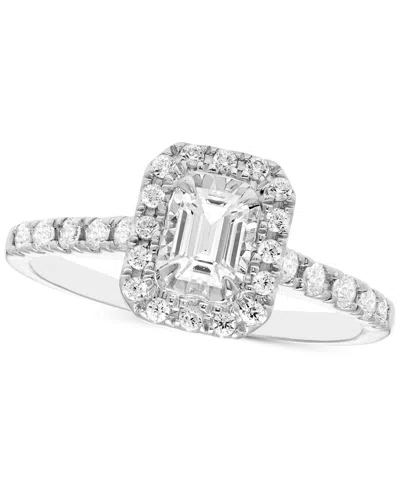 Macy's Diamond Emerald-cut Halo Engagement Ring (5/8 Ct. T.w.) In 14k White Gold