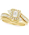 Macy's Diamond Emerald-cut Halo Swirl Bridal Set (1 Ct. T.w.) In 14k Gold In Gold