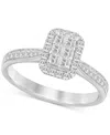 Macy's Diamond Emerald Shaped Halo Cluster Engagement Ring (1/2 Ct. T.w.) In 14k White Gold In White Gold