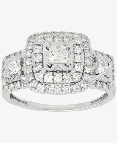Macy's Diamond Engagement Ring (1 Ct. T.w.) In 10k White Gold In Silver