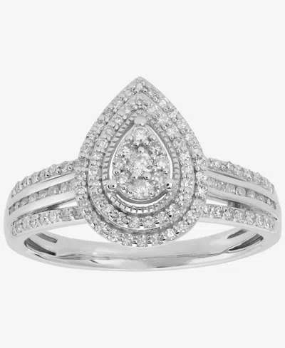 Macy's Diamond Engagement Ring (1/2 Ct. T.w.) In 10k White Gold In Silver