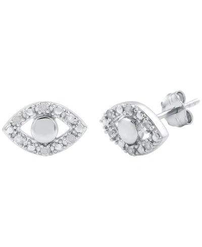 Macy's Diamond Evil Eye Earrings (1/10 Ct. T.w.) In Sterling Silver In White