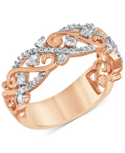 Macy's Diamond Filigree Openwork Band (3/8 Ct. T.w.) In 10k Rose Gold