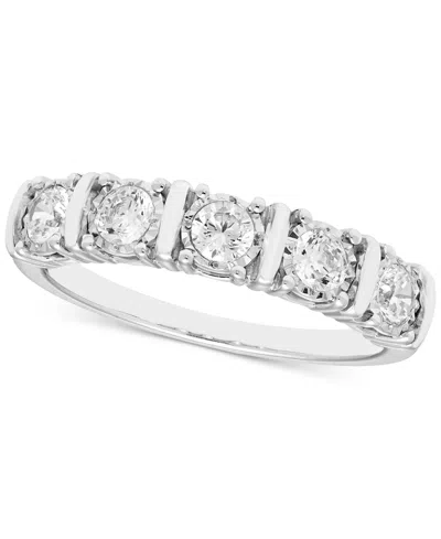 Macy's Diamond Five Stone Wedding Band (1/2 Ct. T.w.) In 14k White Gold