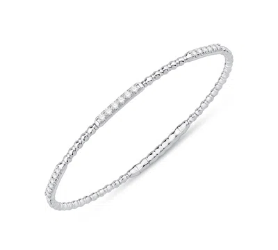 Macy's Diamond Flexible Bangle Bracelet (1/2 Ct. T.w.) In Sterling Silver In Metallic
