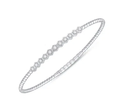 Macy's Diamond Flexible Bangle Bracelet (1/4 Ct. T.w.) In Sterling Silver In Metallic